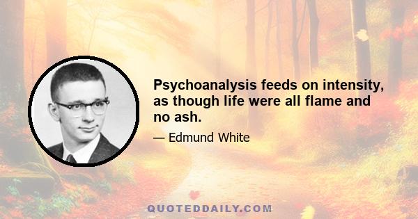 Psychoanalysis feeds on intensity, as though life were all flame and no ash.