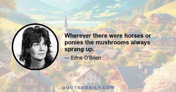 Wherever there were horses or ponies the mushrooms always sprang up.