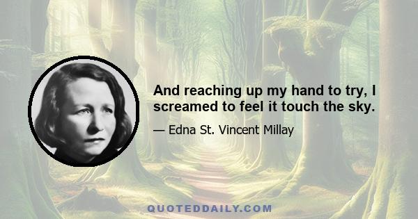 And reaching up my hand to try, I screamed to feel it touch the sky.