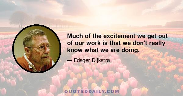 Much of the excitement we get out of our work is that we don't really know what we are doing.