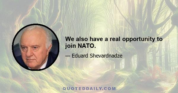 We also have a real opportunity to join NATO.