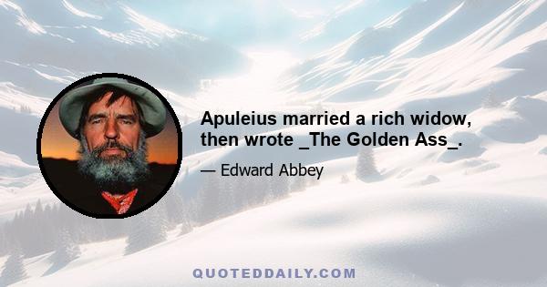 Apuleius married a rich widow, then wrote _The Golden Ass_.