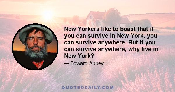 New Yorkers like to boast that if you can survive in New York, you can survive anywhere. But if you can survive anywhere, why live in New York?