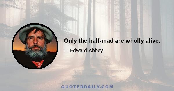 Only the half-mad are wholly alive.