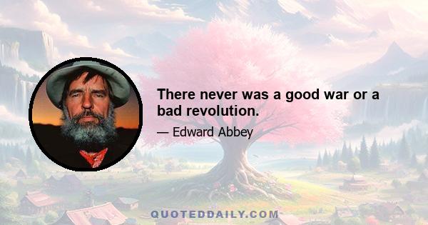 There never was a good war or a bad revolution.