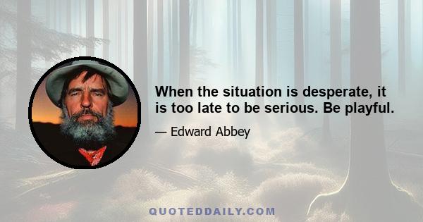 When the situation is desperate, it is too late to be serious. Be playful.