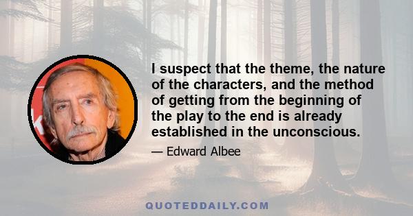 I suspect that the theme, the nature of the characters, and the method of getting from the beginning of the play to the end is already established in the unconscious.