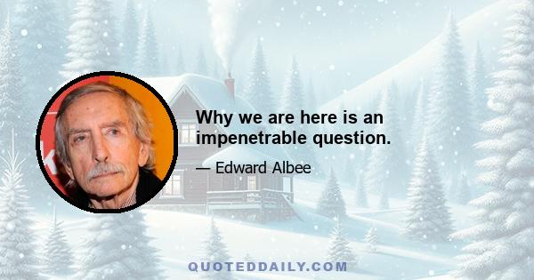 Why we are here is an impenetrable question.