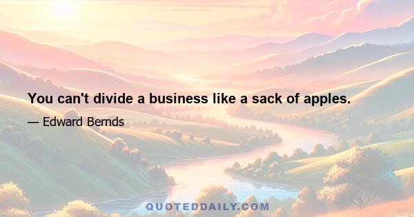 You can't divide a business like a sack of apples.