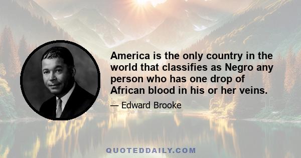 America is the only country in the world that classifies as Negro any person who has one drop of African blood in his or her veins.