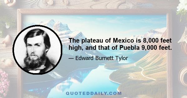 The plateau of Mexico is 8,000 feet high, and that of Puebla 9,000 feet.