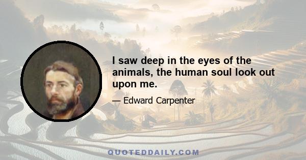 I saw deep in the eyes of the animals, the human soul look out upon me.