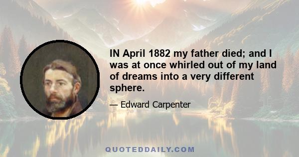 IN April 1882 my father died; and I was at once whirled out of my land of dreams into a very different sphere.