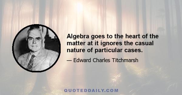 Algebra goes to the heart of the matter at it ignores the casual nature of particular cases.