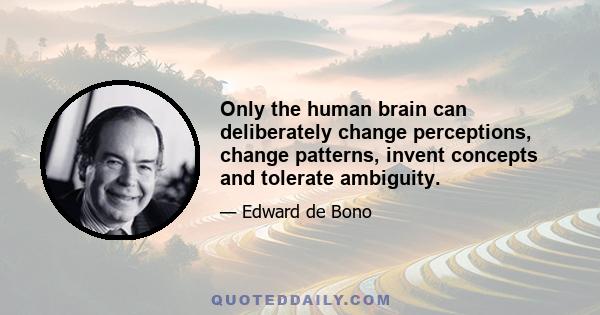 Only the human brain can deliberately change perceptions, change patterns, invent concepts and tolerate ambiguity.