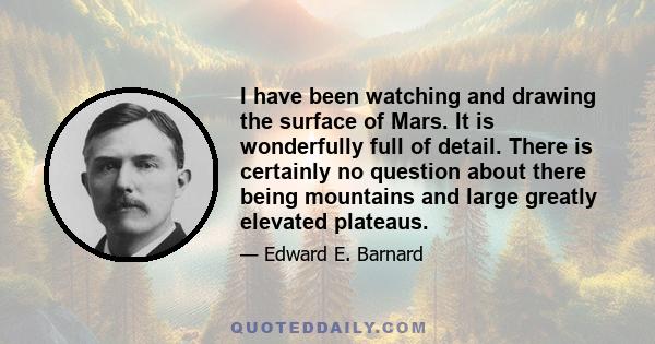 I have been watching and drawing the surface of Mars. It is wonderfully full of detail. There is certainly no question about there being mountains and large greatly elevated plateaus.