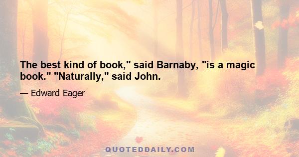 The best kind of book, said Barnaby, is a magic book. Naturally, said John.