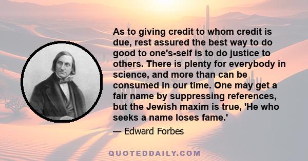 As to giving credit to whom credit is due, rest assured the best way to do good to one's-self is to do justice to others. There is plenty for everybody in science, and more than can be consumed in our time. One may get