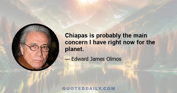 Chiapas is probably the main concern I have right now for the planet.