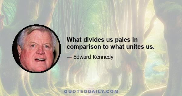 What divides us pales in comparison to what unites us.