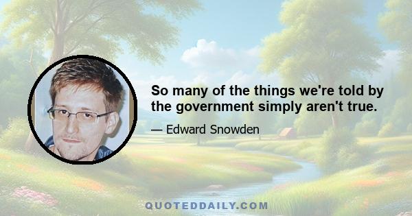 So many of the things we're told by the government simply aren't true.