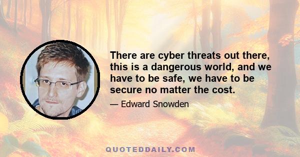 There are cyber threats out there, this is a dangerous world, and we have to be safe, we have to be secure no matter the cost.