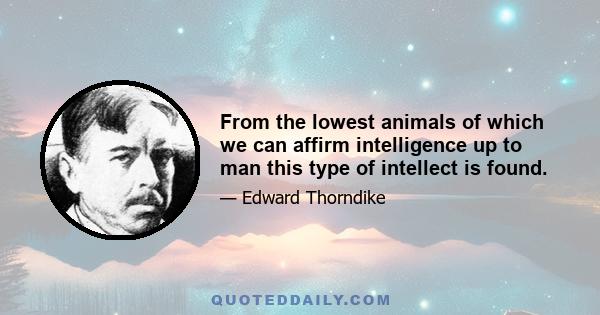 From the lowest animals of which we can affirm intelligence up to man this type of intellect is found.