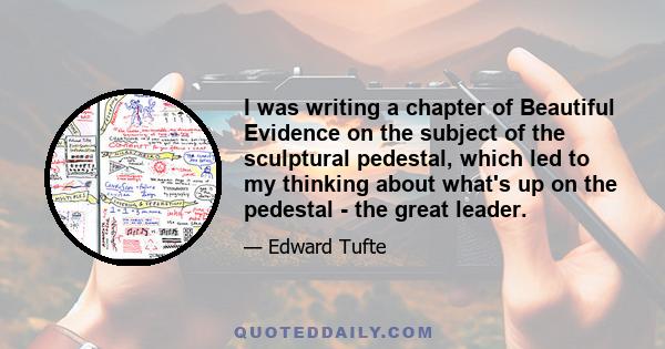 I was writing a chapter of Beautiful Evidence on the subject of the sculptural pedestal, which led to my thinking about what's up on the pedestal - the great leader.