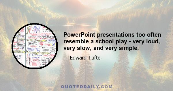 PowerPoint presentations too often resemble a school play - very loud, very slow, and very simple.