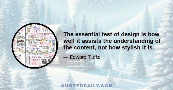 The essential test of design is how well it assists the understanding of the content, not how stylish it is.