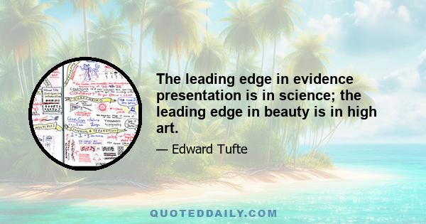 The leading edge in evidence presentation is in science; the leading edge in beauty is in high art.