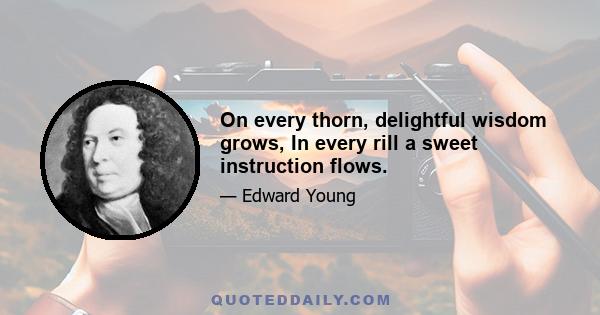 On every thorn, delightful wisdom grows, In every rill a sweet instruction flows.