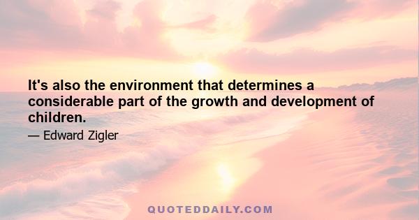 It's also the environment that determines a considerable part of the growth and development of children.