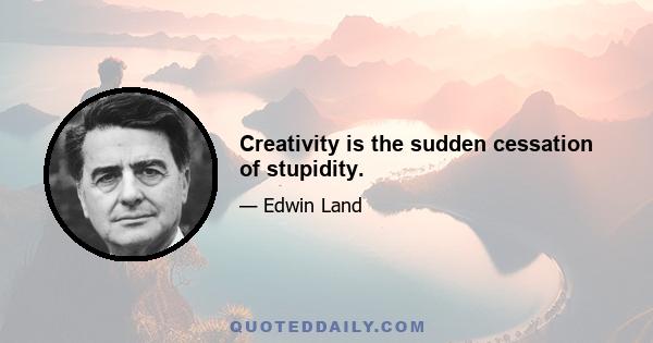 Creativity is the sudden cessation of stupidity.