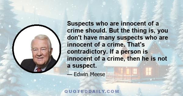 Suspects who are innocent of a crime should. But the thing is, you don't have many suspects who are innocent of a crime. That's contradictory. If a person is innocent of a crime, then he is not a suspect.