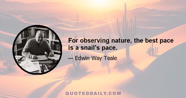 For observing nature, the best pace is a snail's pace.