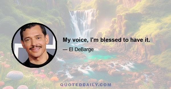 My voice, I'm blessed to have it.