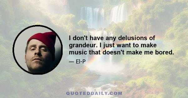 I don't have any delusions of grandeur. I just want to make music that doesn't make me bored.