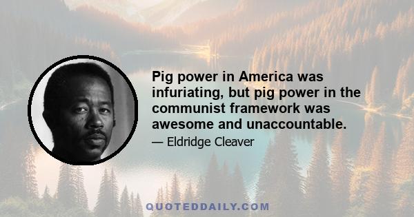 Pig power in America was infuriating, but pig power in the communist framework was awesome and unaccountable.