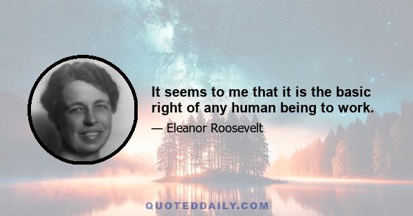 It seems to me that it is the basic right of any human being to work.