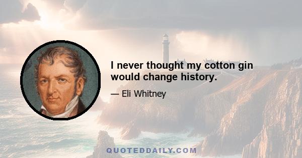 I never thought my cotton gin would change history.