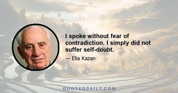 I spoke without fear of contradiction. I simply did not suffer self-doubt.