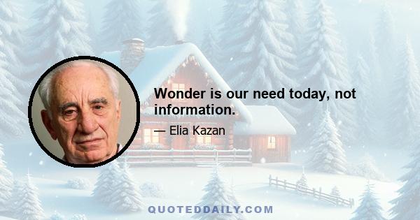 Wonder is our need today, not information.