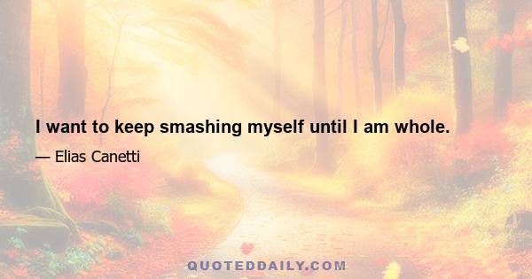 I want to keep smashing myself until I am whole.