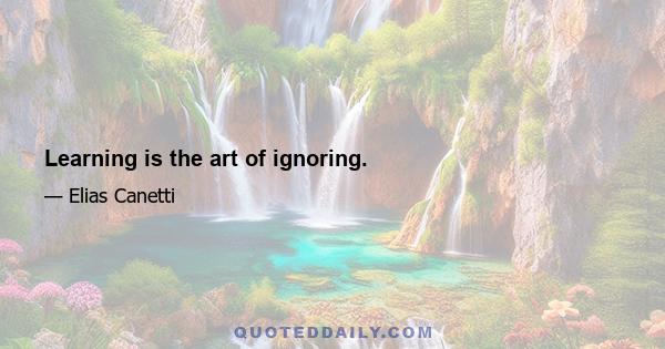 Learning is the art of ignoring.