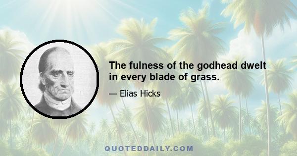 The fulness of the godhead dwelt in every blade of grass.