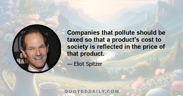 Companies that pollute should be taxed so that a product's cost to society is reflected in the price of that product.