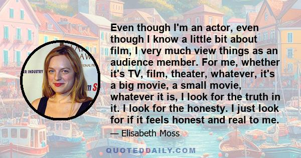 Even though I'm an actor, even though I know a little bit about film, I very much view things as an audience member. For me, whether it's TV, film, theater, whatever, it's a big movie, a small movie, whatever it is, I