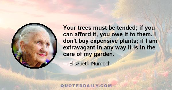 Your trees must be tended; if you can afford it, you owe it to them. I don't buy expensive plants; if I am extravagant in any way it is in the care of my garden.