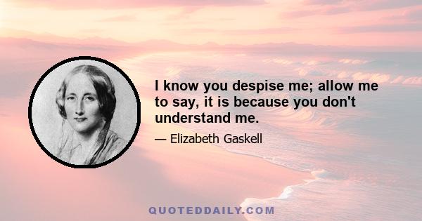 I know you despise me; allow me to say, it is because you don't understand me.